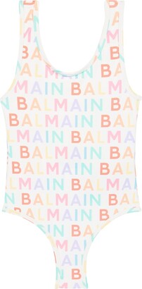 Balmain Kids Logo printed swimsuit