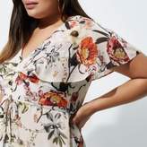 Thumbnail for your product : River Island Womens Plus cream floral print tea dress