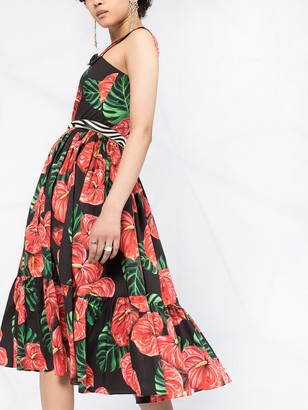Dolce & Gabbana Laceleaf Print Midi Dress