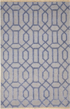 Longshore Tides Barnes Blue Hand Knotted Wool & Viscose Rug