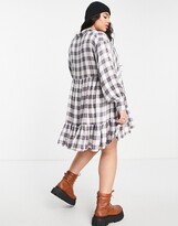 Thumbnail for your product : Simply Be tiered smock dress in navy check