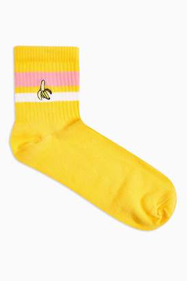Topshop Womens Yellow Banana Tube Socks - Yellow