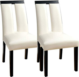 Red Barrel Studio Set Of 2 Slit Back Design Black And White Beautiful Padded Side Chairs, Leatherette Dining Chairs
