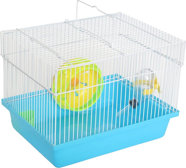 YML Group YML Single Story Dwarf Hamster Cage with Small Wheel/Dish and Water Bottle/Plastic Base