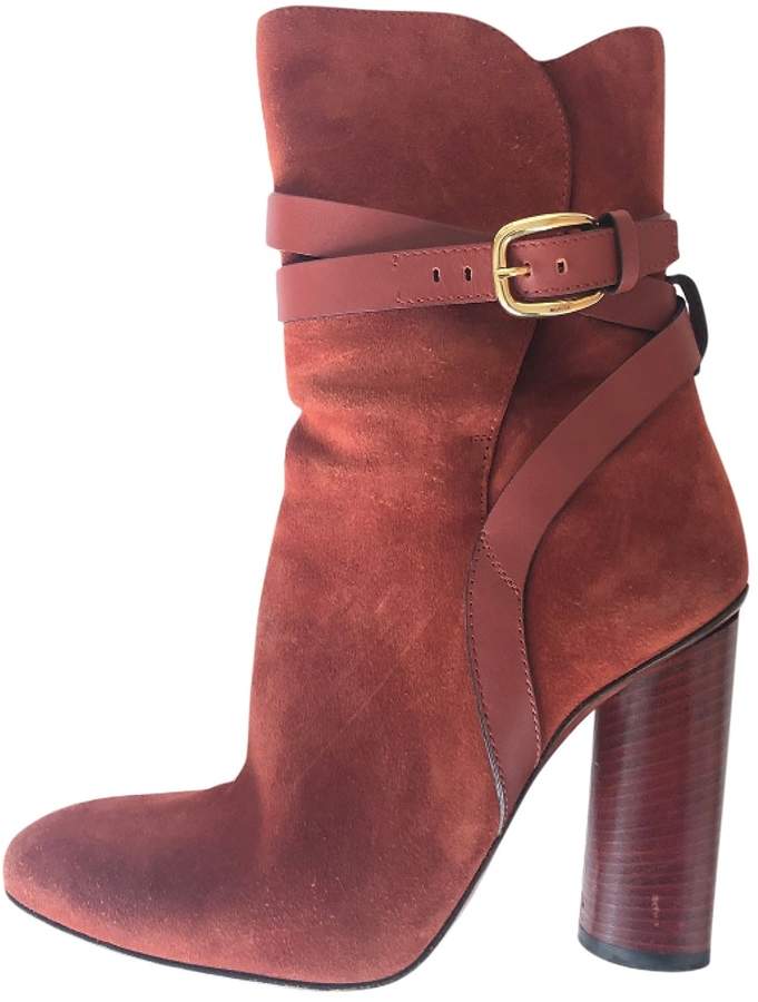orange suede ankle boots