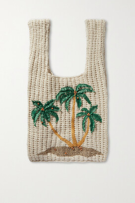 Alanui White Sand Island Embroidered Crocheted Cotton And Linen-blend Tote - Neutrals
