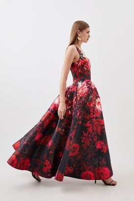 Petite Floral Applique Woven Strappy Maxi Dress