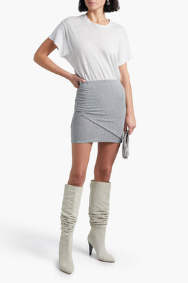 IRO Ruched mélange stretch-jersey mini skirt