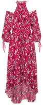 Thumbnail for your product : Self-Portrait Cold-shoulder Pleated Printed Chiffon Maxi Dress