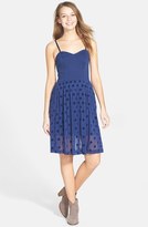Thumbnail for your product : Frenchi Flocked Polka Dot Party Dress (Juniors)