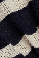 Thumbnail for your product : Vanessa Bruno Izara Striped Waffle-knit Wool And Cashmere-blend Sweater - Midnight blue
