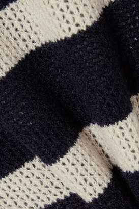 Vanessa Bruno Izara Striped Waffle-knit Wool And Cashmere-blend Sweater - Midnight blue
