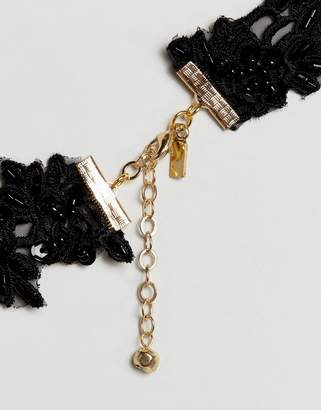 Vanessa Mooney Cut Out Lace Choker With Gold Plated Detail