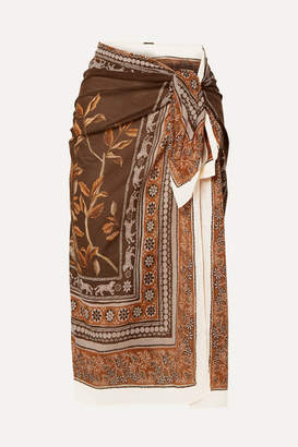 Johanna Ortiz Welcome To The Jungle Printed Cotton-voile Pareo - Brown