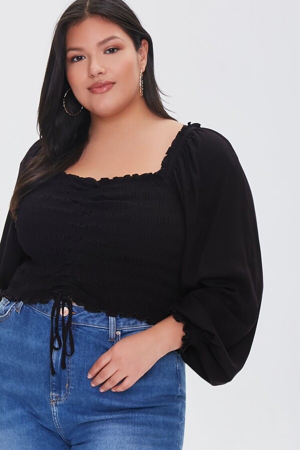 Forever 21 Plus Size Smocked Crop Top - ShopStyle