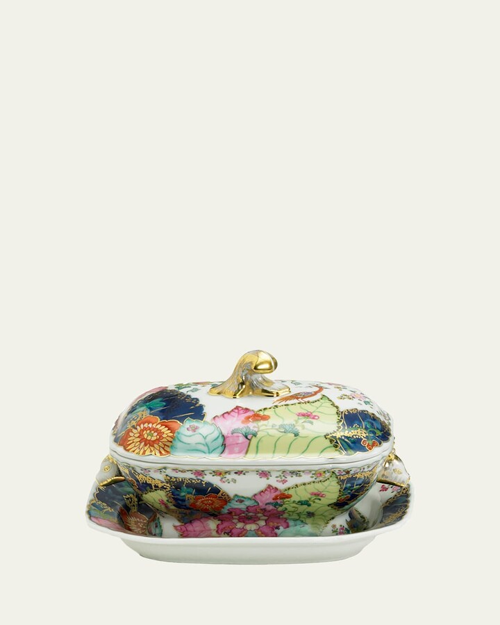 Mottahedeh Tobacco Leaf Small Tureen & Stand