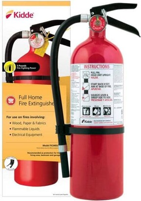Kidde Full Home Fire Extinguisher with Hose, Easy Mount Bracket & Strap, 3-A:40-B:C, Dry Chemical, One-Time Use