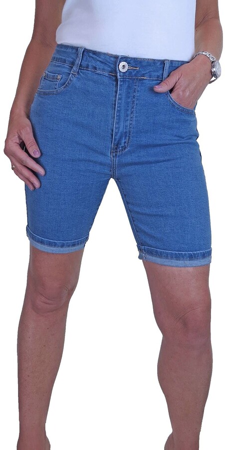 cuffed jean shorts