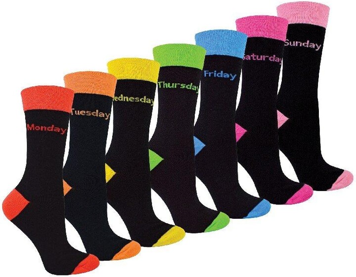 Sock Snob 7 Pack Days Of The Week Socks Black Novelty Dress Socks