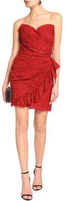Dolce & Gabbana Strapless Wrap-Effect Corded Lace Mini Dress