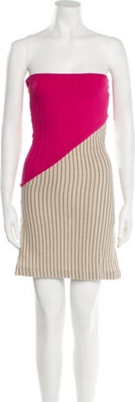 AAIZÉL Sheath Dress Pink Colorblock Pattern Strapless
