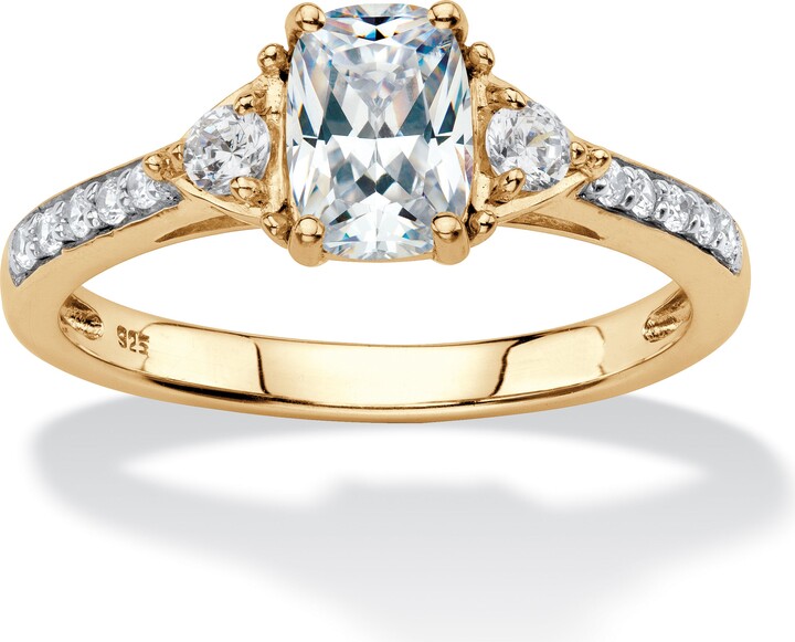 PalmBeach Jewelry 1.70 Cttw. 18k Gold-plated Sterling Silver Created White Sapphire Promise Ring