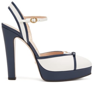 Gucci Alison Leather Platform Pumps - Womens - Blue White
