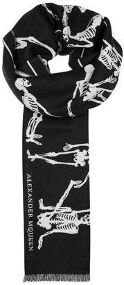 Alexander McQueen Dancing Skeleton Wool Jacquard Scarf