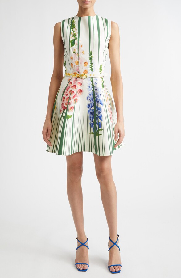 Oscar de la Renta Foxgloves Cotton Poplin Dress
