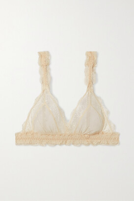 LOVE Stories Love Lace And Point D'esprit Tulle Soft-cup Triangle Bra - White