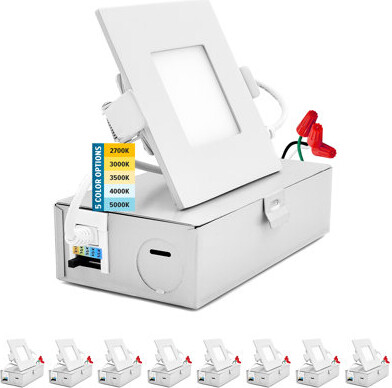 Sunperian Ultra Slim Selectable CCT New Construction IC LED Canless Recessed Lighting Kit