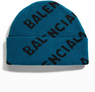 Balenciaga Men's Allover Logo Beanie Hat - ShopStyle