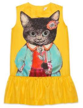 Gucci Children's silk dress with kitten print
