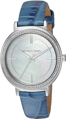 Michael Kors Women's 'Cinthia' Quartz Stainless Steel and Leather Casual Watch, Color:Blue (Model: MK2661)
