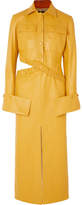 Thumbnail for your product : Rokh Cutout Leather Maxi Dress - Mustard