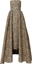 Leopard-jacquard strapless gown 