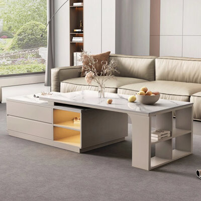 marlao New retractable simple rock plate tea table