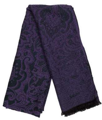 Etro Printed Wool Scarf Purple Printed Wool Scarf