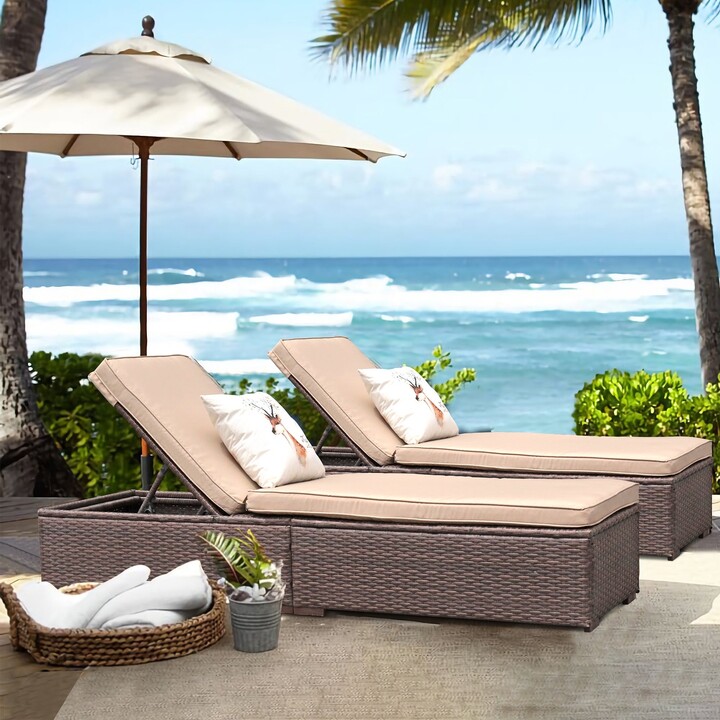 Patiorama Outdoor 2piece Wicker Chaise Lounge Reclining Chairs ShopStyle