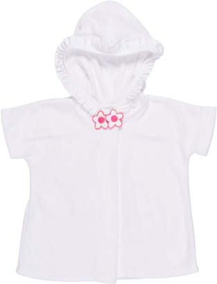 Florence Eiseman Knitted Terry Cloth Hooded Swim Coverup,White/Pink, Size 6-24 Months