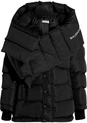 Balenciaga Swing Doudoune Oversized Hooded Quilted Shell Down Coat - Black