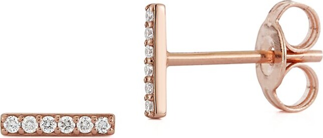 Nephora 14K Rose Gold 0.06 Ct. Tw. Diamond Small Bar Studs
