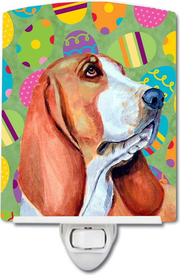 Caroline's Treasures Basset Hound Easter Eggtravaganza Ceramic Night Light
