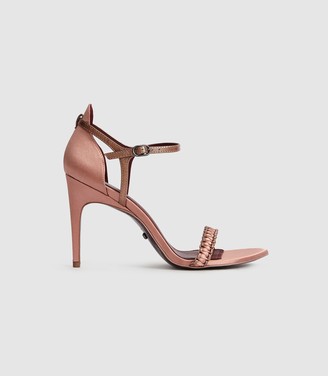 Reiss Linette - Woven Strappy Sandals in Rose Gold