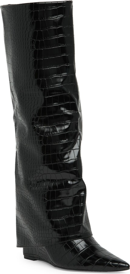 black crocodile cover boot for winter 