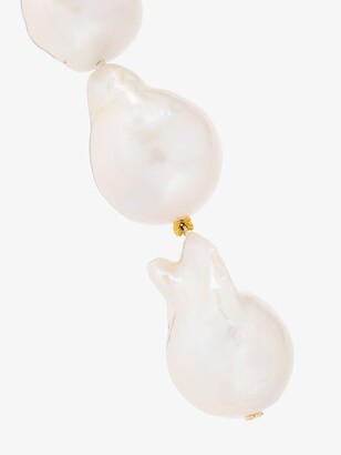 By Pariah 14K Yellow Gold Baroque Lariat Pearl Drop Earrings