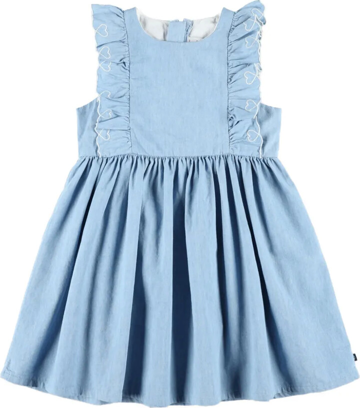 Petit Bateau Heart-Embroidered Denim Dress
