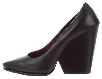 Celine Pointed-Toe Leather Wedges