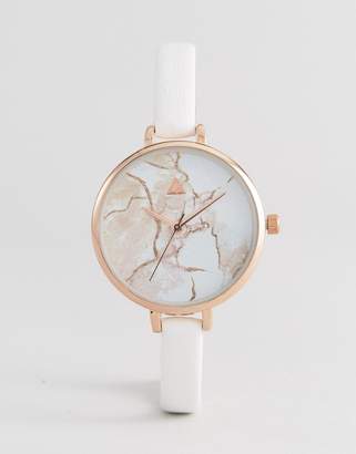 ASOS Curve Large Face Skinny Strap Marble Watch
