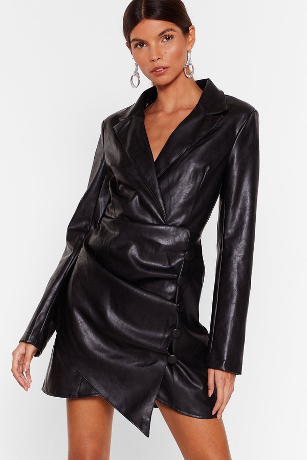 black leather blazer dress